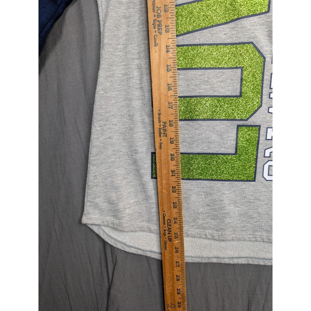 NFL Team Apparel Seattle Seahawks Kids 12/14 Hoodie Gray Navy Blue LOVE Glitter - Picture 8 of 9